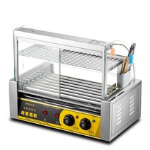 상업용 업소용 핫도그 빵 소시지 그릴 구이 전기 오븐, 10관 듀얼 컨트롤 + 슬라이딩 도어 +그리드