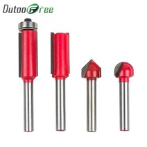 Dutoofree 6.35mm 14 샹크 텅스텐 카바이드 팁 라우터 비트 세트 목재 케이스 밀링 커터 비트 목공 도구, [04] 4pcs