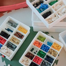 레고 조립 블럭 작은 피스 칸분리 장난감 정리함+뚜껑 5개set, 1칸(1개)+10칸(2개)+15칸(2개)