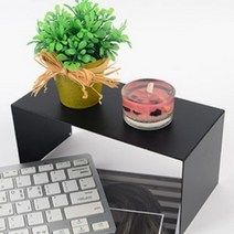 책상위선반 데스크테리어 디퓨저 거치대 매대 진열대 디귿자 철제 블랙 1P, 사이즈, 대