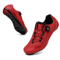 피직클릿 슈즈 사이클링 신발 남성용 하드 바닥 산악 자전거 라이딩, 38, T27 빨간색 도로 잠금 장치