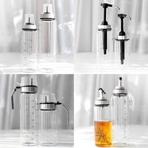 내열 유리 양념통 8종 유리 오일병 양념 조미료통 다이소 소스통 간장병, 원터치, 300ML
