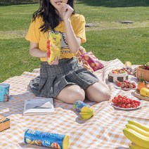 [이거찜] 세련된 디자인의 체크무늬 대형 돗자리/캠핑돗자리/옥스퍼드돗자리/피크닉매트, 돗자리 옐로우 중형