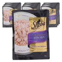 쉬바 파우치 고양이 간식, 참치 + 고등어 혼합맛, 10팩