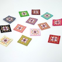 사각 전통 한복 자수 장식 3cm 5개