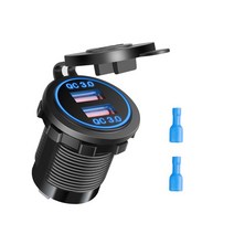 자동차 충전기 듀얼 USB 소켓 전원 콘센트 어댑터 5V 방수 QC3.0 포트 빠른 충전 스마트폰 보트 해양, 02 Blue