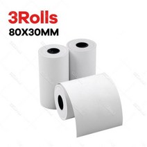 라벨프린터 페이지라벨기 열전사 POS 영수증 프린터 용지 10 롤 80x30mm 인쇄 라벨 빌 등록 상점 슈퍼마켓 약국 사무실 문구, 3Rolls 80x30mm