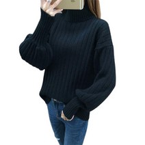 러믈로어 벌룬소매 골지 반하이넥 니트