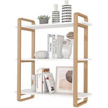 RELAHOGAR 3단 단단한 나무 책장 벽 마운트 욕실 수건 걸이 주방 정리함 선반 거실 사무실 주방 침실에서 사용, Wall Shelf