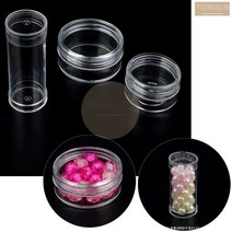 socean 플라스틱 투명 원통- 비즈 큐빅 케이스 둥근 원형 통 샘플 용기 캠핑 조미료 통 양념통 휴대용 화장품 공병, 납작 대