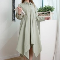 바보사랑 A2504 언발란스 코튼 셔츠 원피스.쿠키세븐