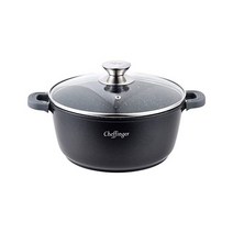 [독일직구] Cheffinger CF-DC24 BLK 쿠킹 포트 다이캐스트 알루미늄 인덕션 직경 24 cm 블랙