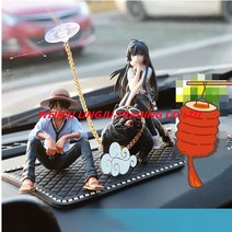Lenjuy 차량용 피규어 장식품 원피스 애니메이션 불독인테리어 효과, 블루보이+걸+강아지