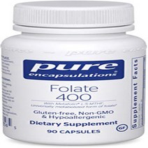Pure Encapsulations - Folate 400 - Hypoallergenic Supplement with Metafolin L-5-MTHF - 90 Capsules n, 23, 1, 기타