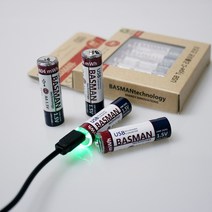 바스맨 C타입 충전식 건전지 리튬이온 배터리 AA 4개입 (1650mAh), 1개