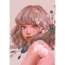 [DIY 유화그리기세트] 몽환 소녀 달빛 눈망울 여인 판타지 인물화 7종, 73X53(화이트액자), 01