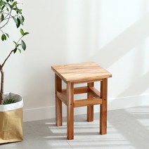 고급 통나무 원목 우드 나무 사각 1인 화장대 간이 원통 등받이없는 보조 의자 스툴