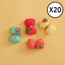 D11 딸기 리본 빗살 애견 핀 20개, 없음