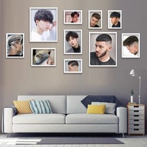 JINGHENG 그림액자 미용실 벽면 장식 사진벽 펀칭불필요 헤어스타일 그림 장식그림 벽화 스티커형, C16