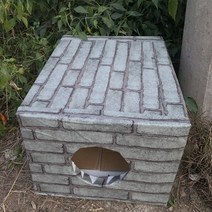 야외 대형견 큰개 진돗개 강아지 판넬 난방 조립식 실외 플라스틱 보온 강아지집 001 길 잃은 고양이, 회색 벽돌 원형 구멍(슬로_중형 - (고양이 3마리)