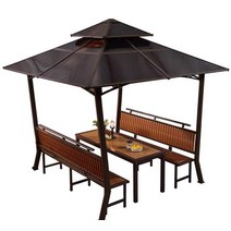 수아네 파라고 야외가구 정자 조립식 야외벤치의자 쉼터, 유란정 + 양면의자 + 테이블