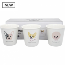 도그 페이퍼머그 3개입 그림과 도자기 특유의 광택 종이컵느낌의 색다른 머그 컵