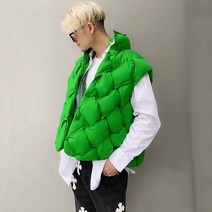 여성 오리털 덕 다운 패딩 조끼 베스트 민소매 자켓 녹색 블랙 유니크 특이한