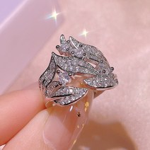 랩다이아 모이사나이트반지 랩다이아몬드 반지 925 실버 새로운 크리에이티브 다이아몬드-박힌 쌀 귀 꽃 등