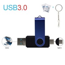 USB메모리3In 1 OTG USB 플래시 드라이브 USB3.0 및 Type-C 마이크로 Pendrive 512G 256G 메모리 스틱 펜 3, 03 deep blue usb3.0_01 16GB