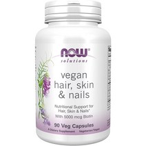 나우푸드 Now Foods 솔루션즈 비건 헤어 스킨 & 네일 베지 캡슐 90정, One Color, One Size