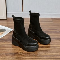 오늘출발 8cm 둥근코 통굽 앵클 부츠