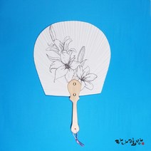 민화도안부채|백합도|편부채|민화부채, 1개