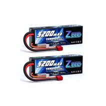 제에Zeee 7.4V 5200mAh 리포배터리 대용량 리튬폴리머배터리 50C 2S 하드쉘접속 T플러그포함 1/8과 1/10 RC카용 라지콘완구배터리 RC카용 무인기용 등 2팩