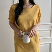 오슈 여름 데일리 데이트룩 소매 밴딩 가오리 롱원피스