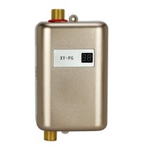전기순간온수기 전기 탱크리스 미니 순간 온수기 3KW LCD 디스플레이 장착 샤워 욕실 주방 세척용, 04 Gold_04 Au 플러그