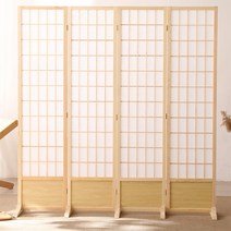 우드 칸막이 한옥풍 한지 파티션 카페 접이식 가림막, 170x40cm 4 팬 발판포함