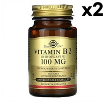 Solgar Vitamin B2 (Riboflavin) 솔가 비타민 B2 (리보플라빈) 100mg 100정 2팩, 1개, 기본