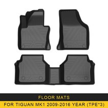 합성 데크 목재 합판 원목 방부목Tiguan MK1 2009-2016 용 자동 바닥 매트 전천후 TPE 발 무취 패드 방수, 01 for Tiguan MK1-3 PCS
