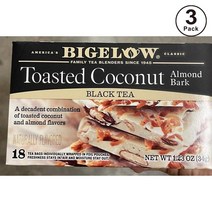 Bigelow 비글로우 구운 코코넛 아몬드 바크 블랙티 홍차 18티백 1.23 oz 34g 3팩