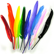 퍼니스쿨 거위깃털 천연깃털 깃털 만들기깃털 새털 장식털 장식깃털, 빨강, 1개입