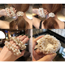 진주 곱창 머리끈 명품 끈 밴드 구슬 우아한 여성 스크런치 똥머리고정 당고머리 헤어 악세사리 예쁜 포니테일