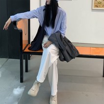 여성 프렌치 빈티지 프릴 퍼프 헨리넥 긴팔 레이어드 셔츠 블라우스 2컬러