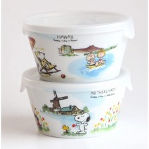 Amazon｜시미즈 도업 뚜껑 첨부 그릇 하와이 네덜란드 280ml 스누피 세계 여행 시리즈 2무늬 세트, 단일옵션