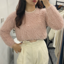 [무배]왕따숩♡크롭 밍크 퍼 니트 (3color)[당일배송] 아일레트 크롭 맨투맨 세트(2COLOR)