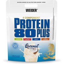 WPI보충제 게이너 단백질 살찌는보충제 Weider Protein 80 Plus 파우더 산림 과일 요구르트 쉐이크용 저탄수화물 다성분 카제인 유청 믹스 2kg, 코코넛, 2kg(1er 팩)