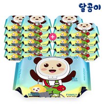 [달곰이] [특허 받은] 저자극 아기물티슈 패밀리 20팩 (80매/캡형), 상세 설명 참조