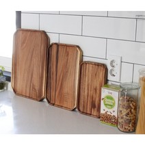 미니소반 우드 월넛 팔각 트레이 빵진열쟁반 감성캠핑그릇 3size, 소