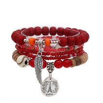 LIU 4 개/대 lava 돌 bracelet bangles heart 합금 펜 던 트 beads 보헤미안 대 한 women BV