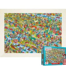 퍼즐피플 월리를찾아라 직소퍼즐, 월리를찾아라 쥬라기게임 1000P 액자포함(우드화이트), 퍼즐유액 포함, 1000p