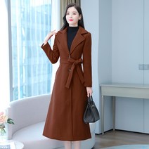 여자 인싸 자켓 추동 여신 스타일 터틀넥 롱 야상 모직 코트